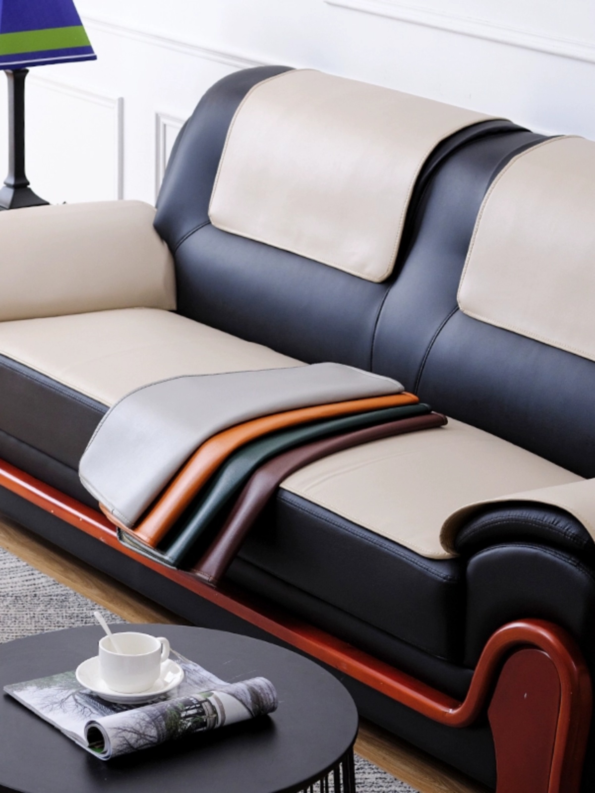 真皮沙发防滑坐垫皮质沙发专用垫四季通用办公商务沙发扶手垫套罩