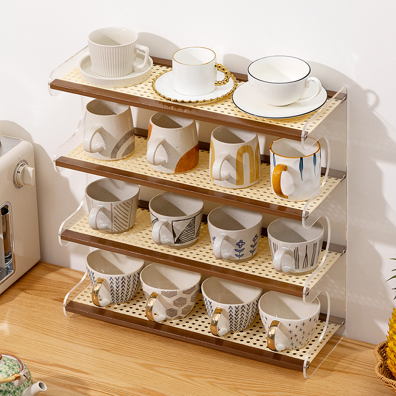 水杯子收纳置物架桌面杯架茶具储物马克杯水吧咖啡多层家用餐边柜