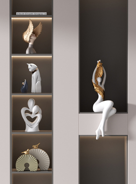 高级感玄关隔断摆件入户客厅电视柜酒柜装饰办公室艺术软装工艺品