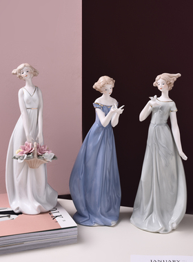 欧式陶瓷摆件家居饰品客厅电视柜玄关酒柜装饰品西洋美女工艺品