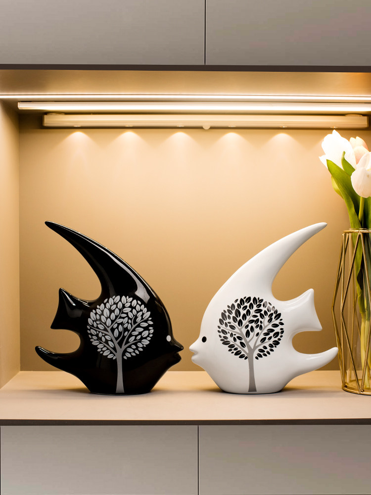 现代简约陶瓷摆件家居饰品酒柜电视柜装饰品创意桌面客厅鱼摆设,家居饰品,装饰摆件,淘宝优惠券,粉丝福利购,淘宝优惠卷