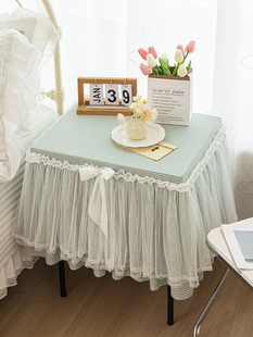 新款 床头柜盖巾绿色格子家用卧室床头柜防尘罩保险柜蕾丝盖布罩