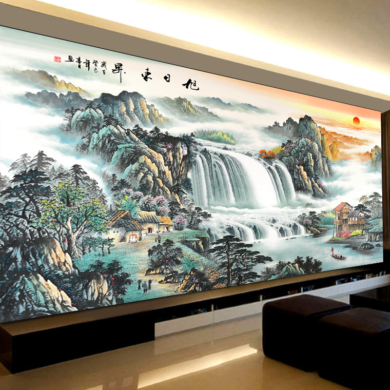 5d钻石画2025年新款满钻旭日东升山水客厅手工点贴水晶砖石十字绣