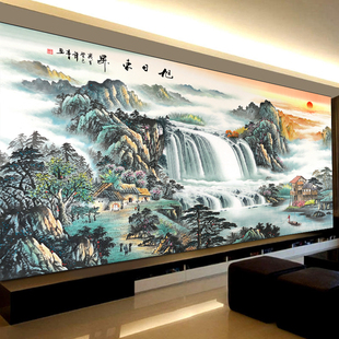 5d钻石画2025年新款满钻旭日东升山水客厅手工点贴水晶砖石十字绣