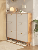 三梦超薄实木鞋 柜家用门口室内小窄入户门进门原木风翻斗极窄鞋 架