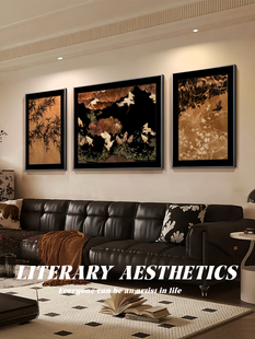 意善，古色古香客厅装饰画，中式覆古沙发背景墙挂画，法式高端三