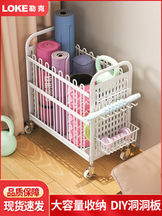 瑜伽垫收纳筐家用带轮运动装备健身器材收纳篮放哑铃窄夹缝置物架