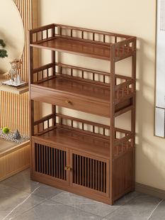 实木博古架小型茶水柜茶叶茶具收纳架茶室置物架中式多层储物架子