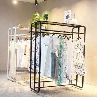 铁艺中岛架双排中间货架男装女装店服装展示架双杠落地陈列架简约