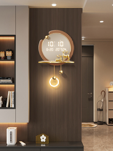 客厅挂钟立体可置物格栅装饰挂件好寓意壁挂式钟表万年历电子时钟