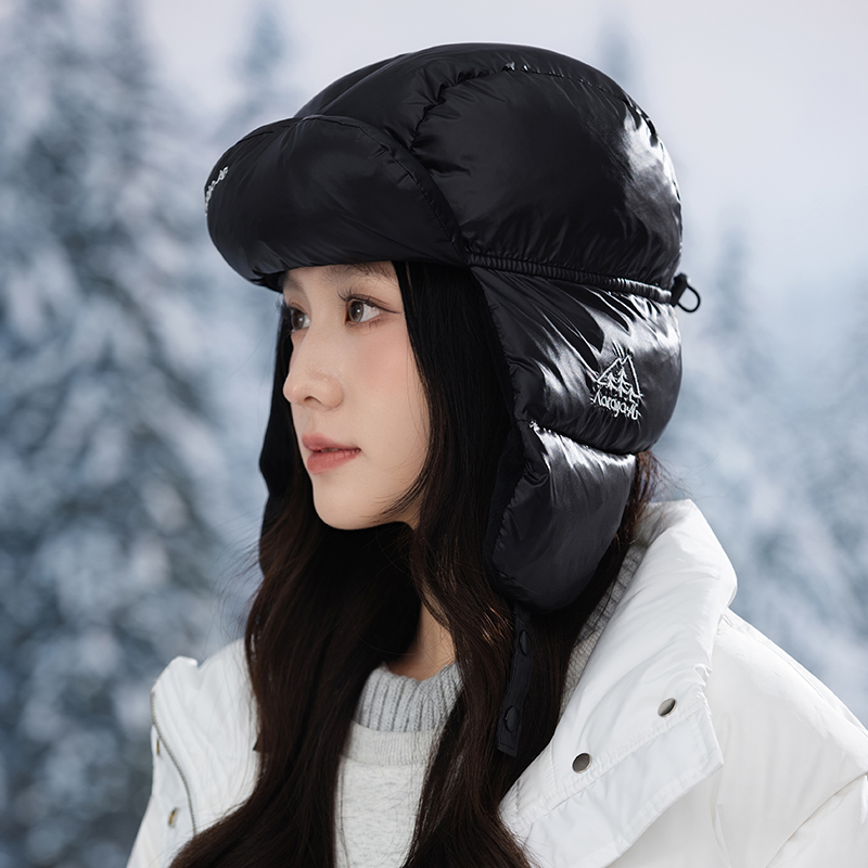 羽绒棉帽子女新款冬季防风骑行防寒保暖头套