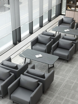 轻奢办公室沙发4s店简约现代商务接待会客洽谈休息区单三人位小型