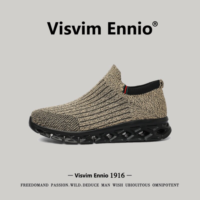VISVIM ENNIO软底一脚蹬男鞋2026新款秋季透气网面飞织轻便厚底大
