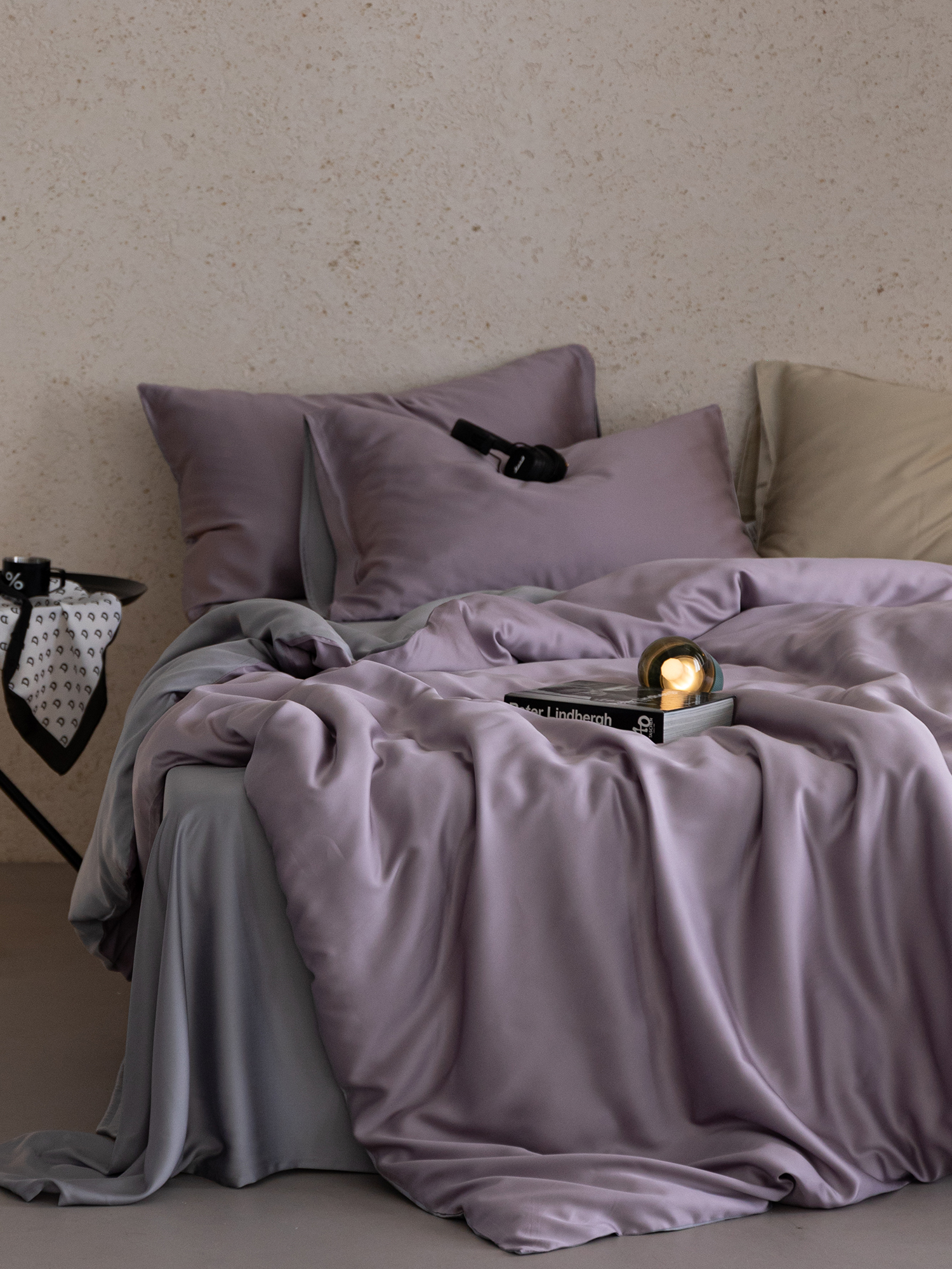 夏天高级感纯色60支天丝床上四件套1.8m简约冰丝床单被套床笠床品