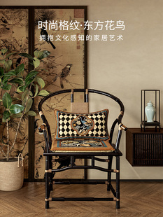 中式实木加厚太师椅坐垫覆古奢华红木圈椅靠垫防滑四季通用绯园春