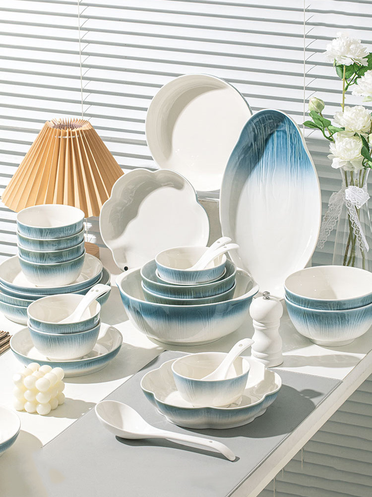 顺祥陶瓷碗碟套装家用高颜值饭碗釉下彩餐具高级感轻奢乔迁碗盘,餐饮具,碗,淘宝优惠券,粉丝福利购,淘宝优惠卷