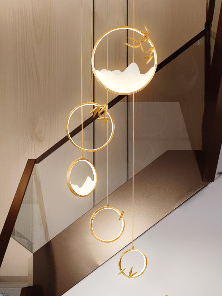楼梯吊灯长吊灯现代轻奢新中式全铜别墅复式楼旋转挑空loft公寓,家装灯饰光源,LOFT/复式住宅/楼梯吊灯,淘宝优惠券,粉丝福利购,淘宝优惠卷