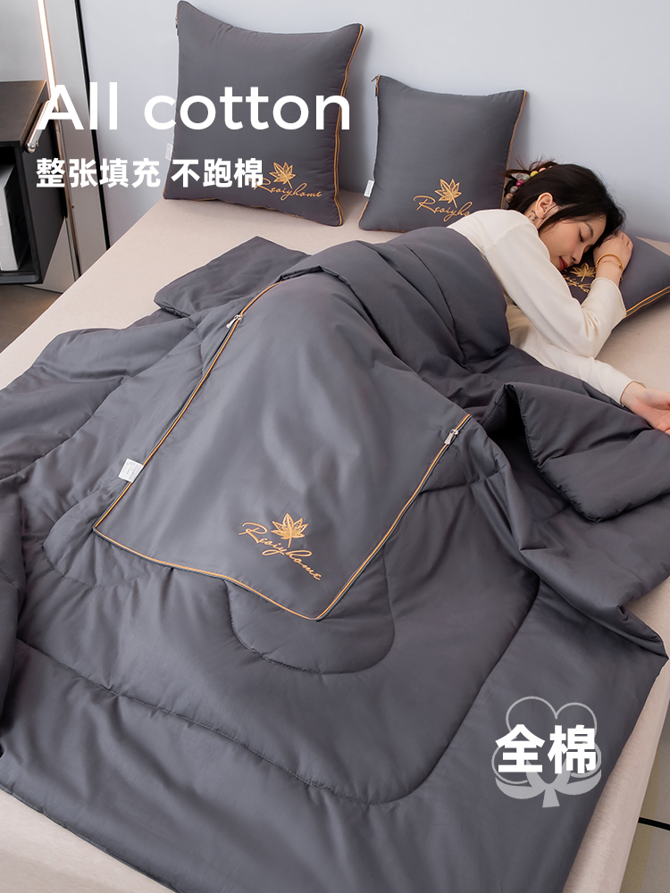 全棉抱枕被子两用二合一冬天加厚车用午睡毯子枕头空调被汽车靠枕