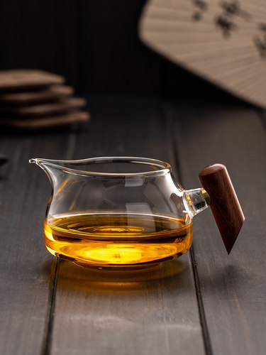 木把公道杯玻璃加厚耐高温分茶器功夫茶具配件家用公杯茶漏过滤网