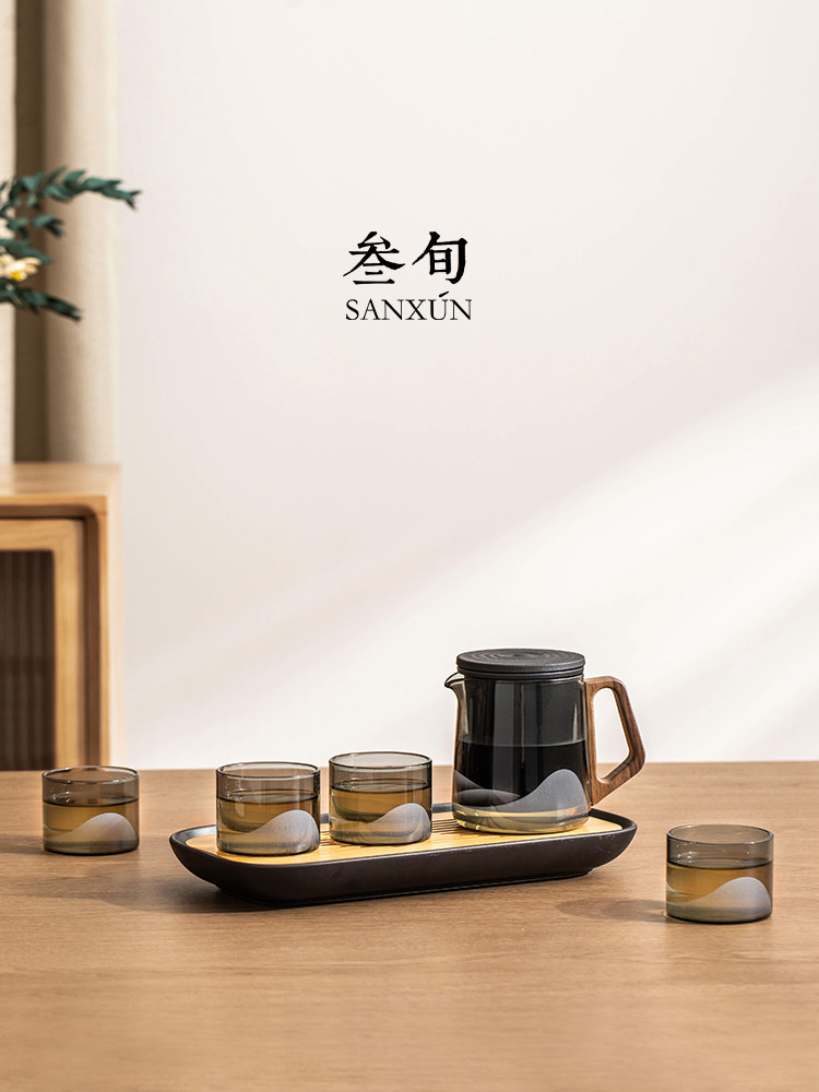 叁旬无争玻璃茶具套装耐热泡茶壶家用轻奢功夫喝茶杯茶具高档礼盒