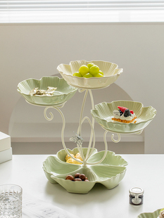 新年糖果盘水果盘客厅多层花形干果盘过年客厅轻奢多层零食收纳盒