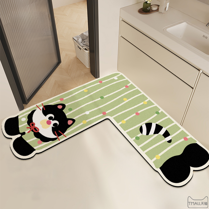卡通L型浴室吸水地垫硅藻泥厨房防滑脚垫家用卫生间门口速干垫子