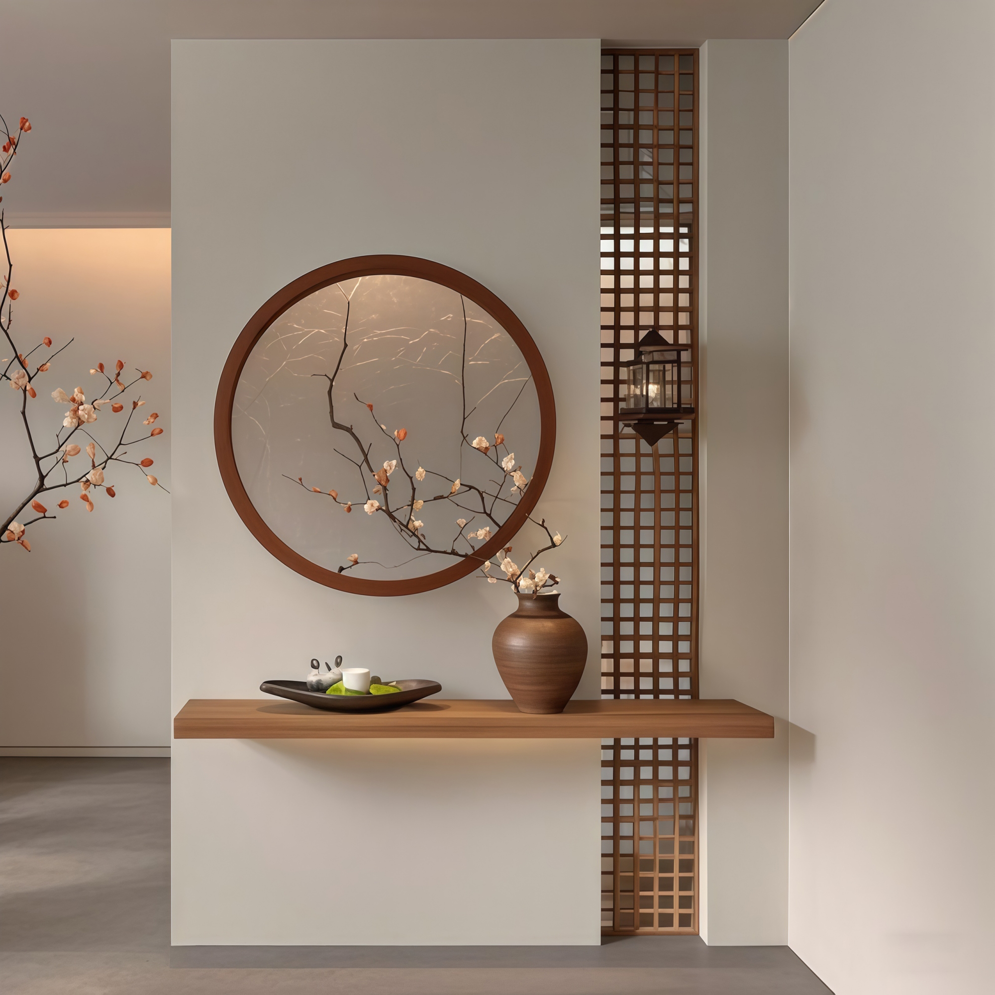 宋式美学格栅小轩窗网格花格实木玄关隔断造景茶室屏风宋氏海棠窗