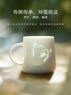 猫咪陶瓷情侣杯子带盖水杯女生日礼物马克杯咖啡杯对杯礼盒装 可爱