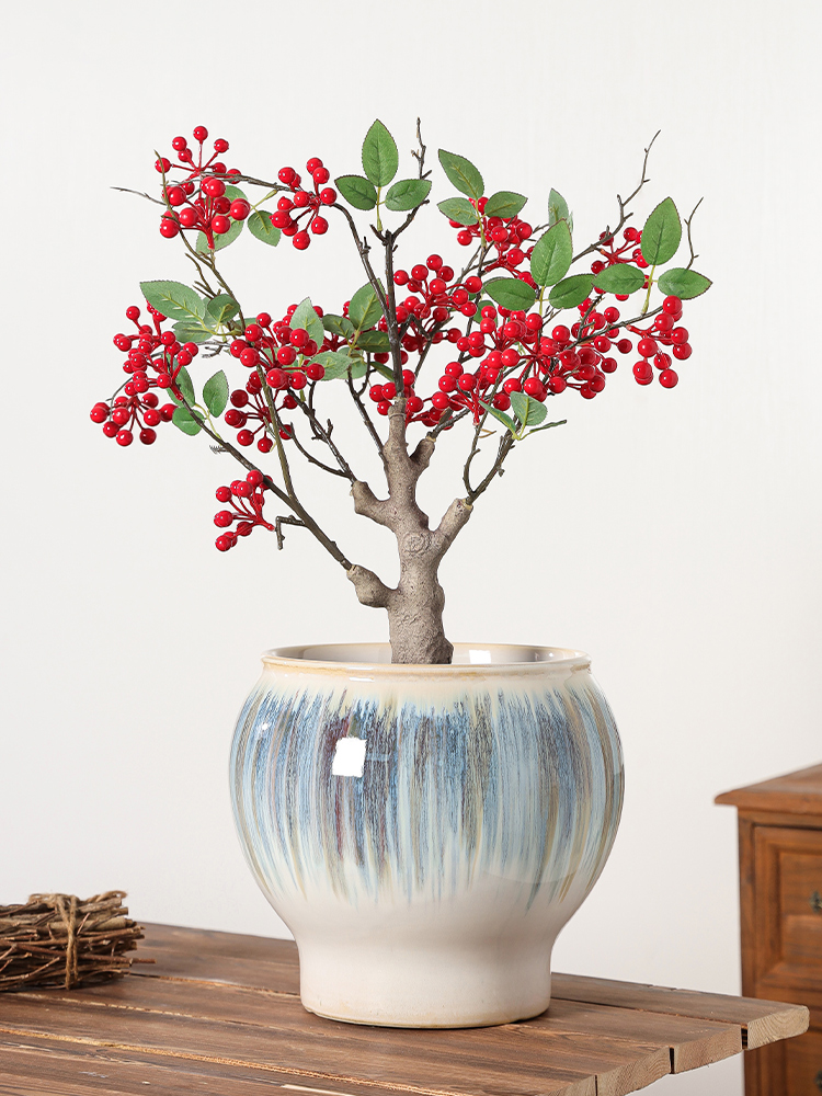北欧风大口径家用陶瓷花盆室内桌面摆放落地发财树兰花冬青专用盆