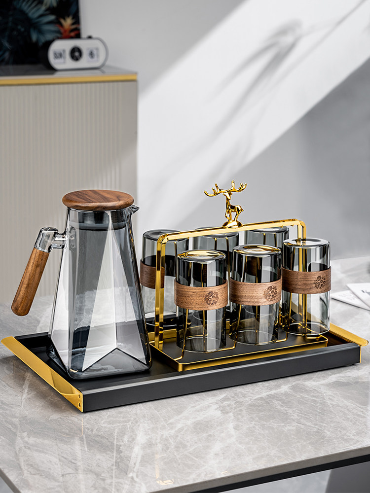 耐高温玻璃杯套装家用高颜值泡绿茶杯冷水壶轻奢客厅待客喝水杯子,餐饮具,玻璃杯,淘宝优惠券,粉丝福利购,淘宝优惠卷