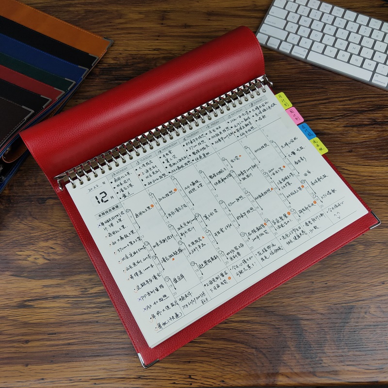 【大号加厚周月计划自填日期】30孔A4可拆卸上翻活页本记事本子5m