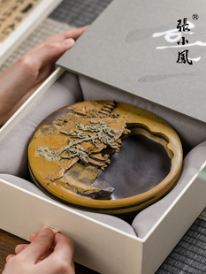 张小凤孤品砚台苴却砚大师手作天然原石老坑攀枝花墨条可研墨手工