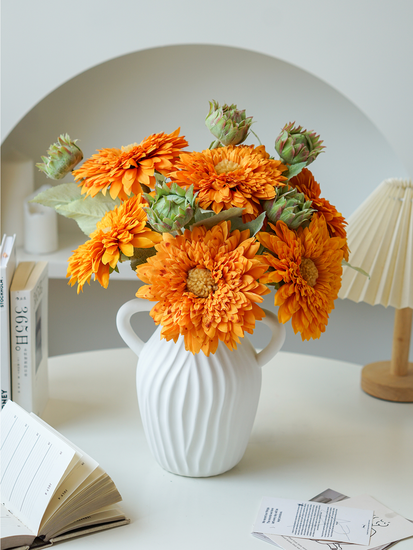 泰迪向日葵仿真花假花摆设客厅餐桌摆件玄关电视柜装饰干花束插花