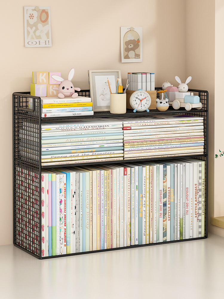 书架桌面收纳置物架绘本架儿童书立架简易书本书柜一体靠墙储物盒