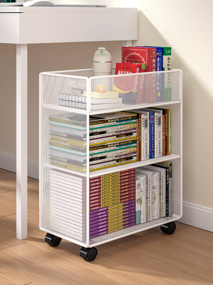 桌面绘本书架可移动桌下置物架带轮书柜落地神器桌底书籍收纳盒