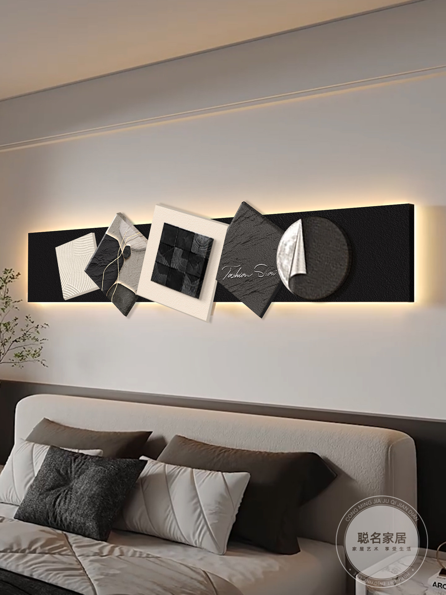 轻奢高级感卧室装饰画意式极简客厅背景墙挂画2025新款月球床头画,家居饰品,现代装饰画,淘宝优惠券,粉丝福利购,淘宝优惠卷