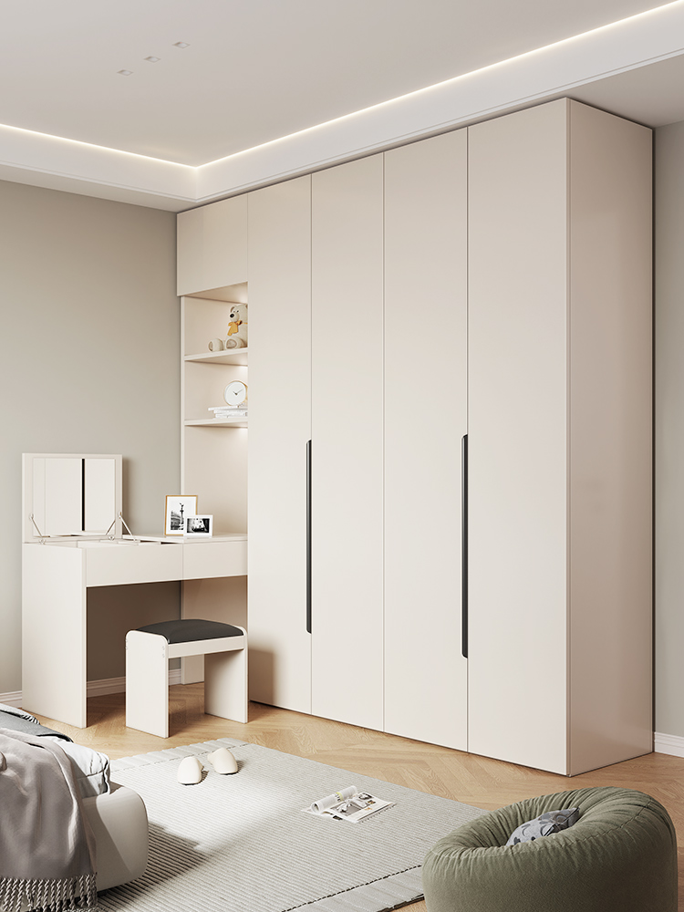 实木衣柜带书桌家用卧室现代简约储物柜组合定制大衣橱梳妆台一体