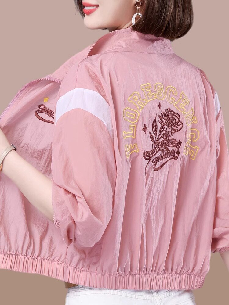 冰丝长袖防晒衣女夏季新款时尚休闲洋气百搭女士薄款拉链短外套潮