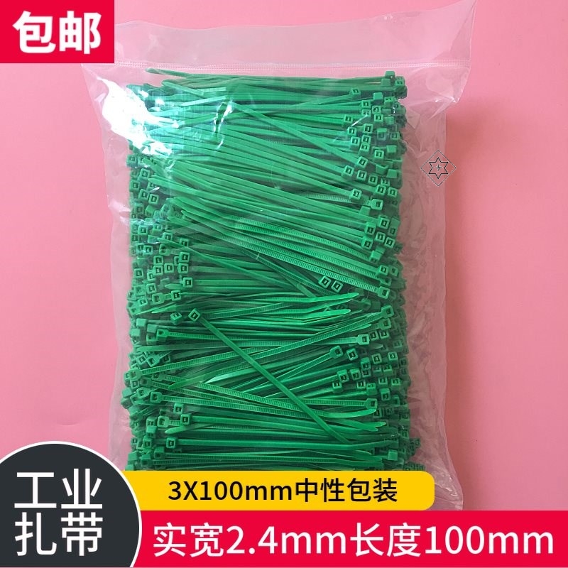 3*100mm 1000根绿色环保园艺尼龙扎带礼品捆扎带绑线带