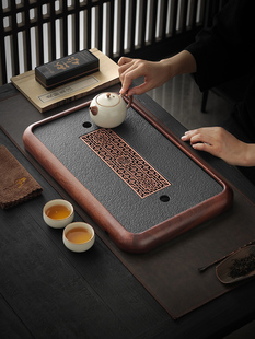 沥储排水式 茶盘家用2025新款 仿乌金石小型干泡茶托盘轻奢密胺茶台