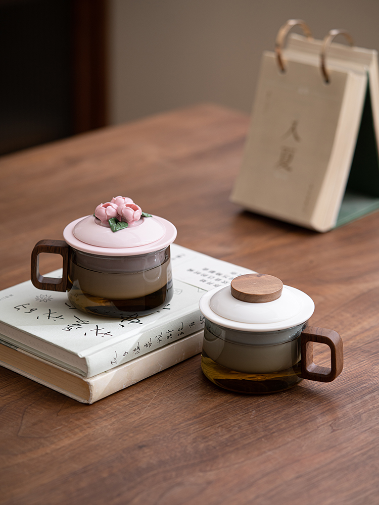 ins风咖啡杯玻璃轻奢家用泡茶杯茶水分离办公室喝茶杯子水杯高档