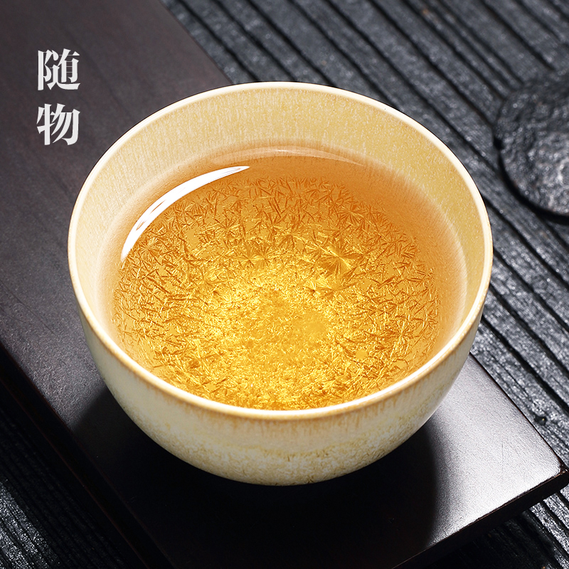 结晶釉柴烧主人杯高档景德镇茶杯单杯个人专用陶瓷茶碗品茗杯茶盏