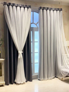 网红轻奢新款双层高级感卧室客厅梦幻大气成品遮光流行绍兴窗帘布