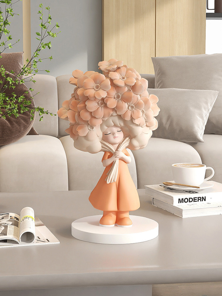 奶油风女孩摆件客厅电视柜酒柜玄关家居装饰品高级感生日乔迁礼物,家居饰品,桌面摆件,淘宝优惠券,粉丝福利购,淘宝优惠卷