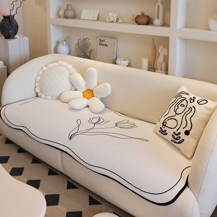 高档枕西湖奶油风异形沙发垫现代简约客厅组合坐垫套防滑可机洗盖