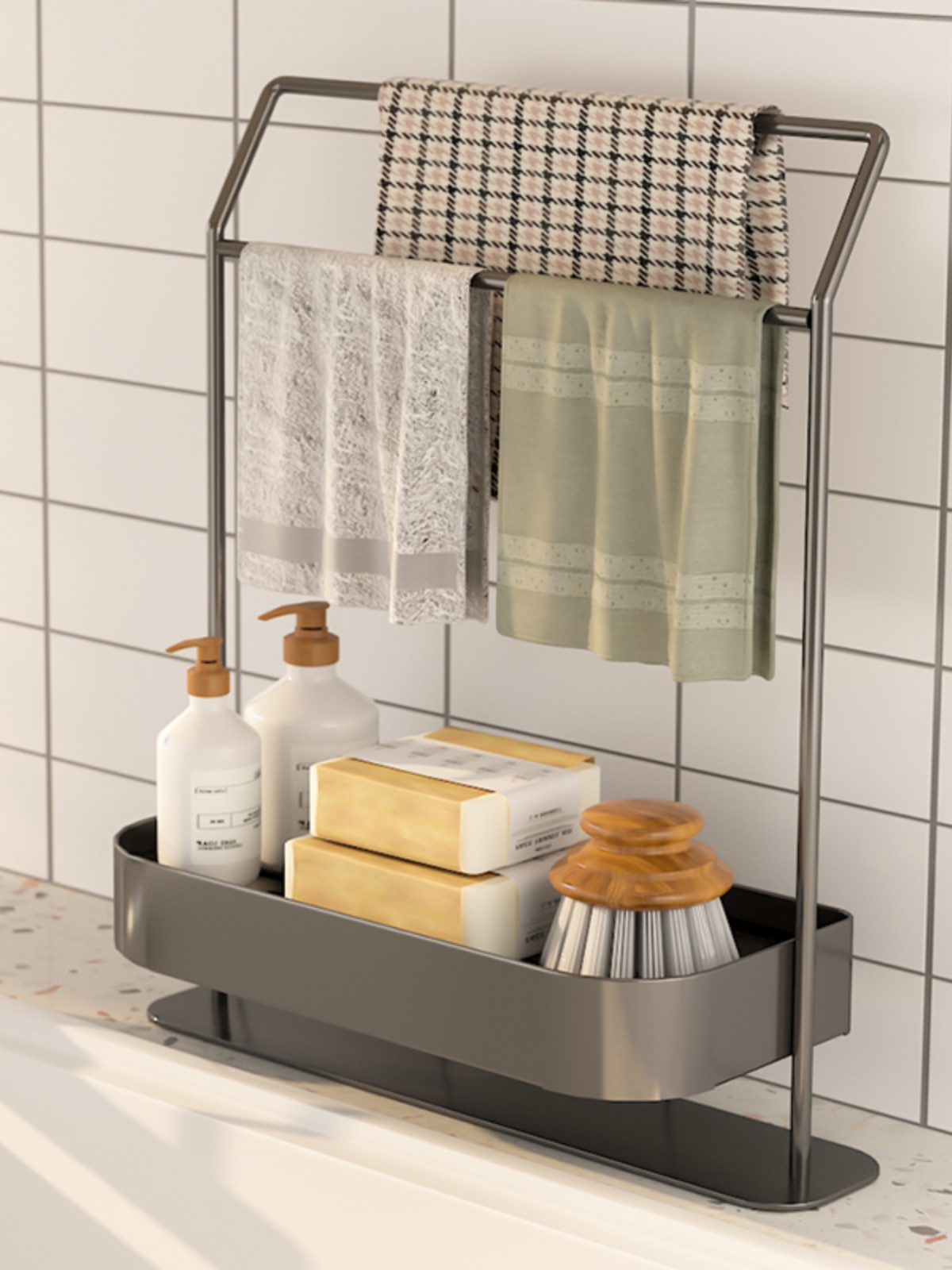 抹布架水槽海绵沥水架厨房洁具用品置物架抹布洗碗布晾晒收纳架