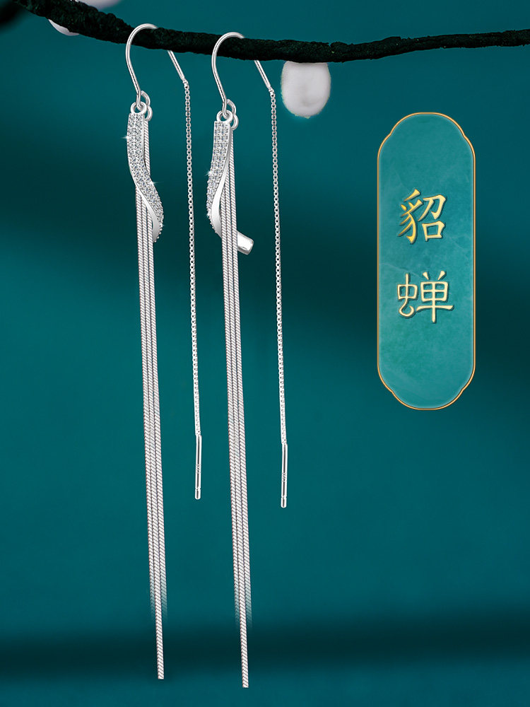 纯银流苏耳环2025年新款潮耳线气质耳饰小众高级感耳坠女爆款女士