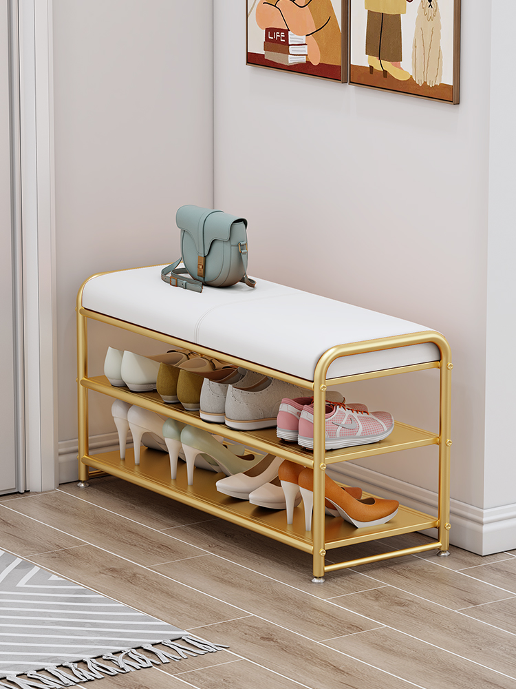 入门客厅换鞋凳铁艺入户坐凳鞋架门口家用室内可坐式鞋柜一体小窄