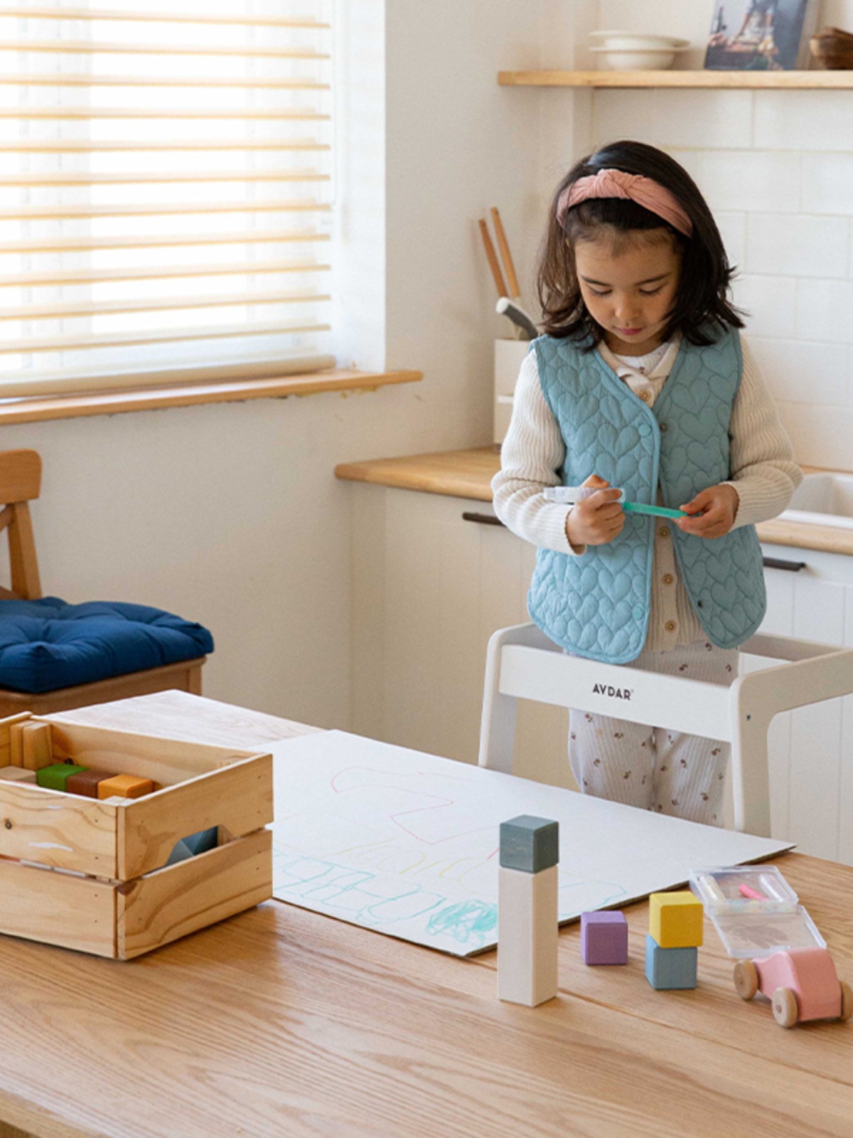AVDAR儿童学习塔垫脚凳洗漱台阶踏脚凳站凳带扶手防滑宝宝踩脚凳