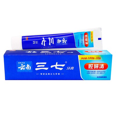 云南三七腔研清牙膏180g+30g/盒三七牙膏